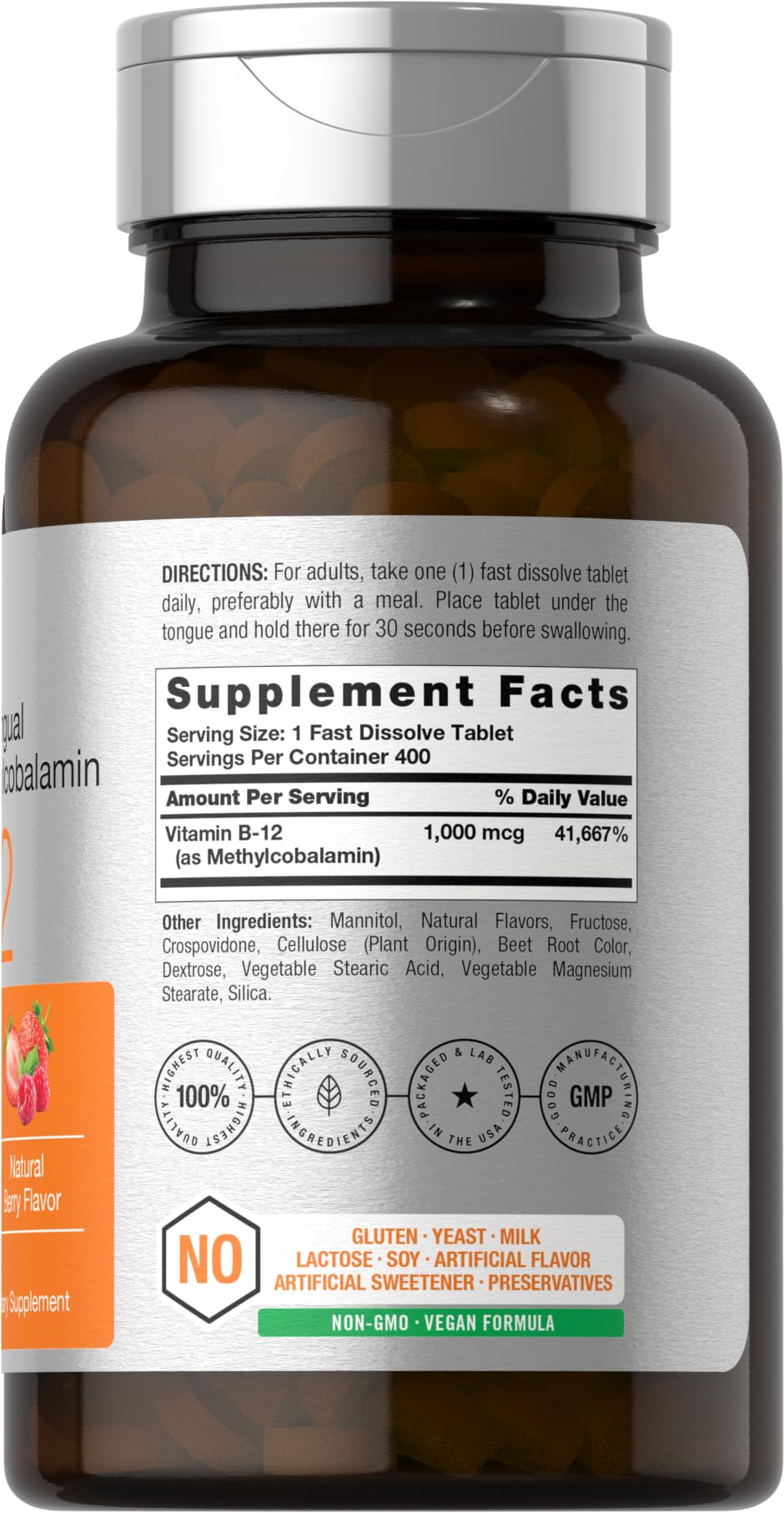 Horbaach active methylcobalamin 400 fast dissolve tablets dietary facts