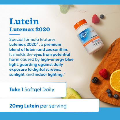 Doctor's Best Lutein 20mg eye health supplement bottle top lid