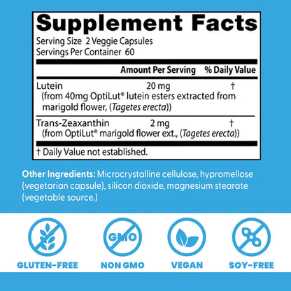 Doctor's Best Lutein supplement bottle with ingredient details