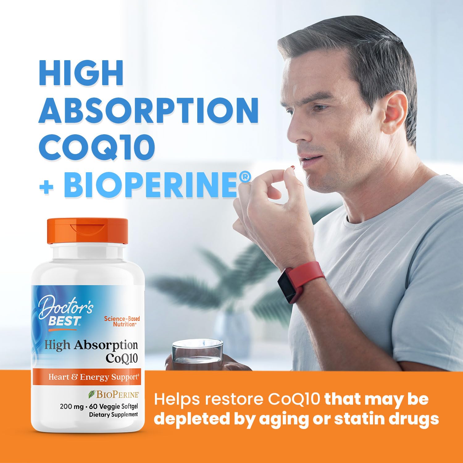Authentic Doctor's Best high absorption CoQ10 bottle for cardiovascular health