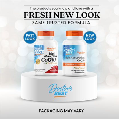 Doctor's Best Coenzyme Q10 with BioPerine nutritional facts label showing ingredients and dosage