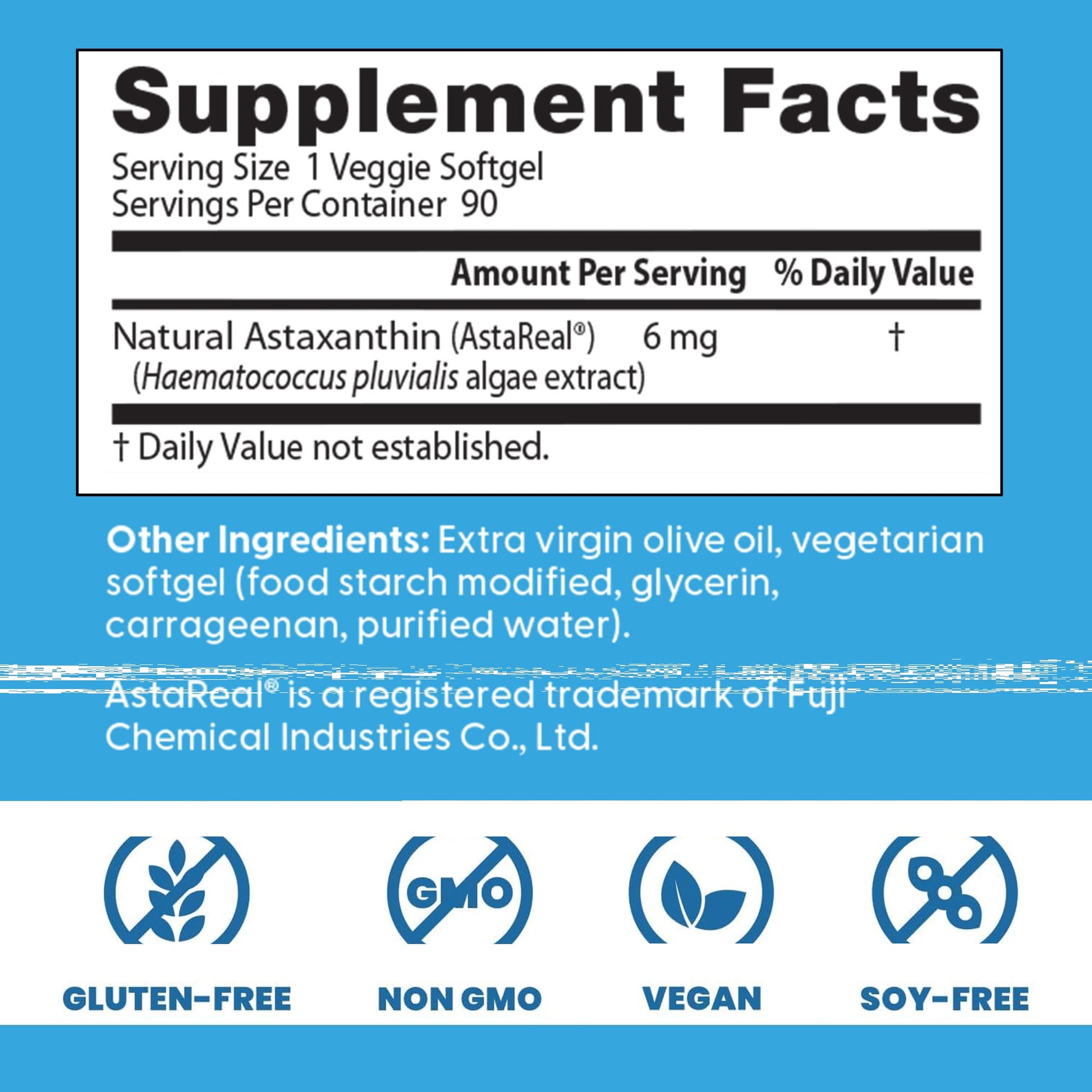 Doctor's Best Astaxanthin non-GMO vegan softgels product certifications layout