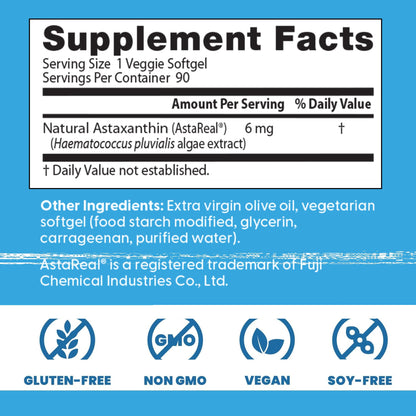 Doctor's Best Astaxanthin non-GMO vegan softgels product certifications layout