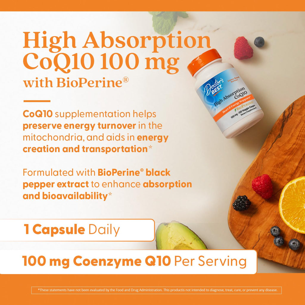 Close-up of Doctor's Best High Absorption CoQ10 cap and safety seal