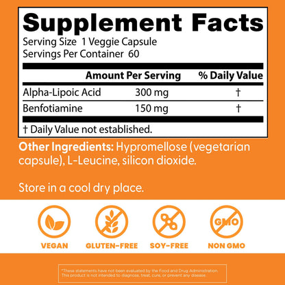 Doctor's Best Benfotiamine 60 count vegetarian capsules