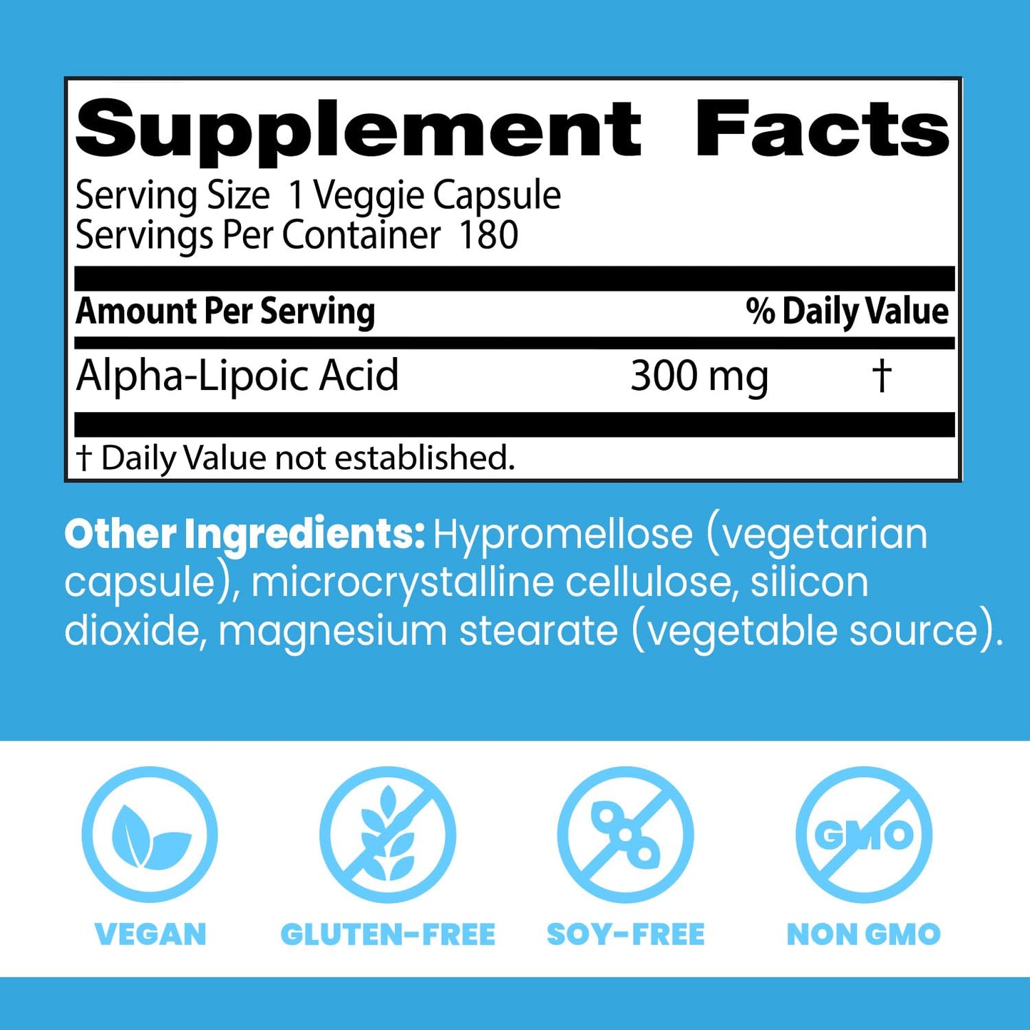 Supplement facts label of Doctor's Best Alpha Lipoic Acid