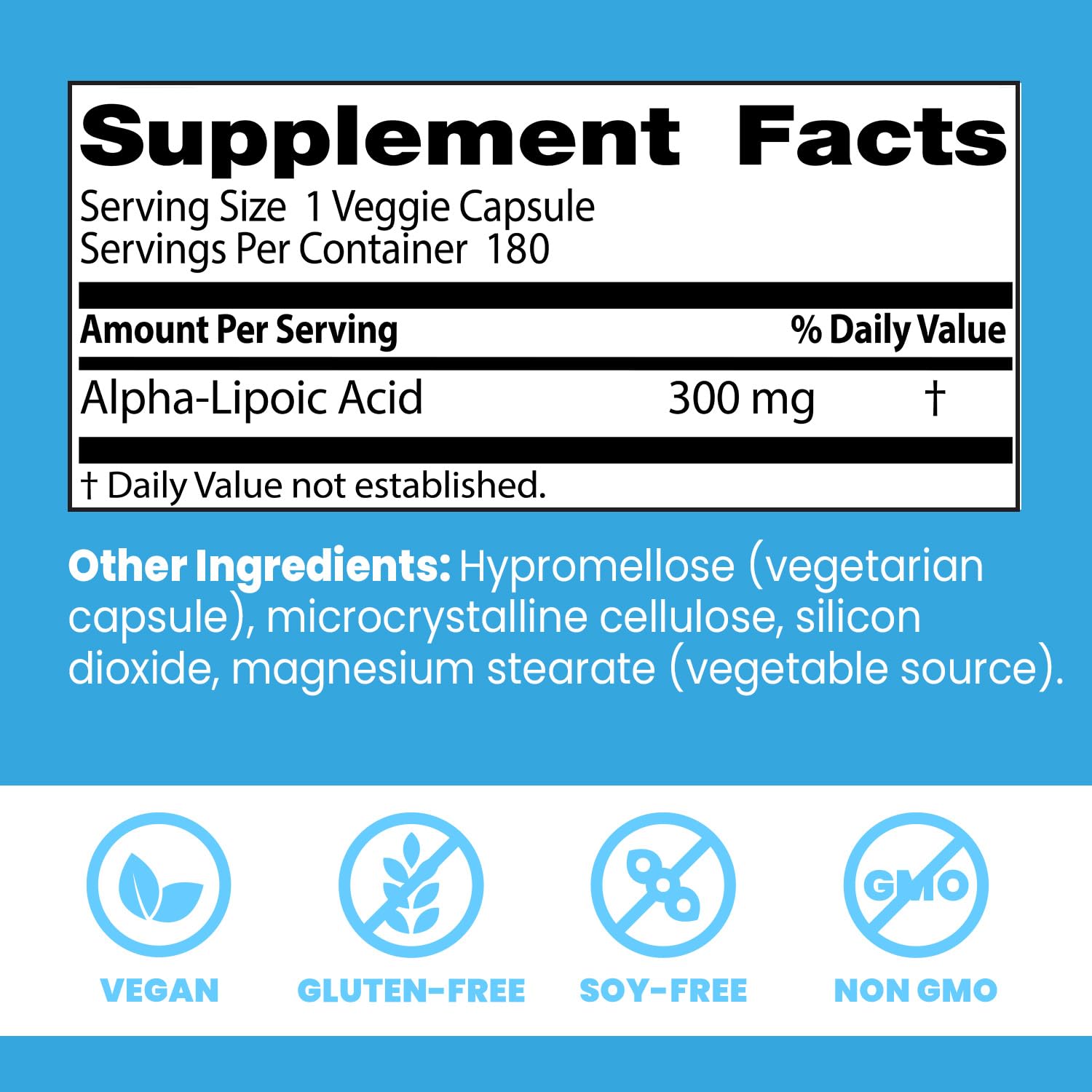 Supplement facts label of Doctor's Best Alpha Lipoic Acid