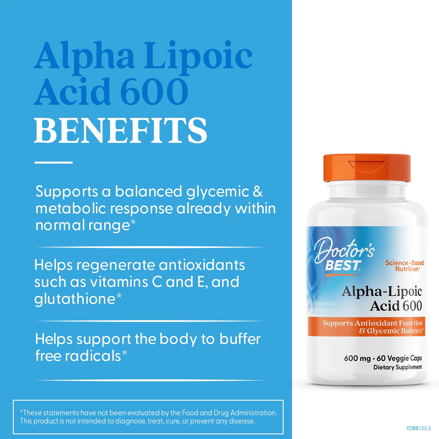 Doctors Best ALA 600mg supplement facts label