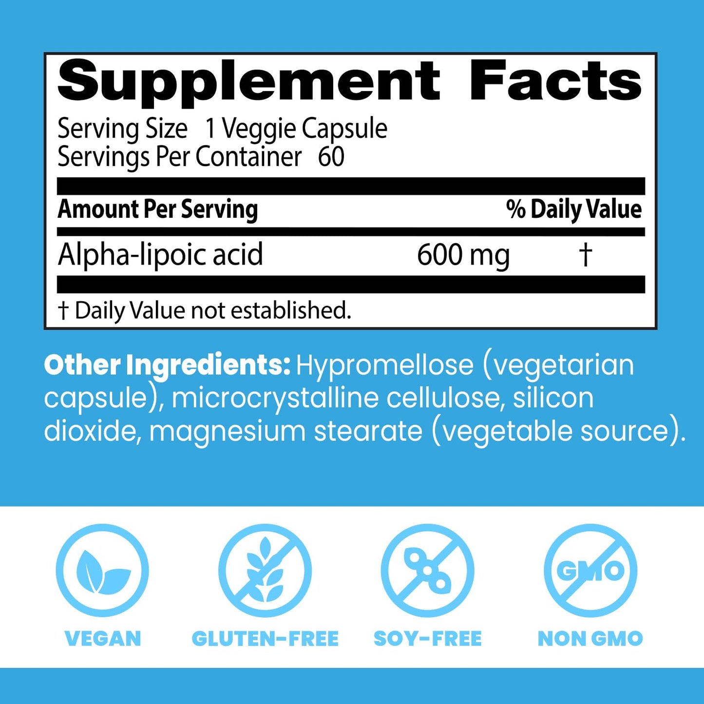 Side view of Doctors Best 60 veggie capsules bottle