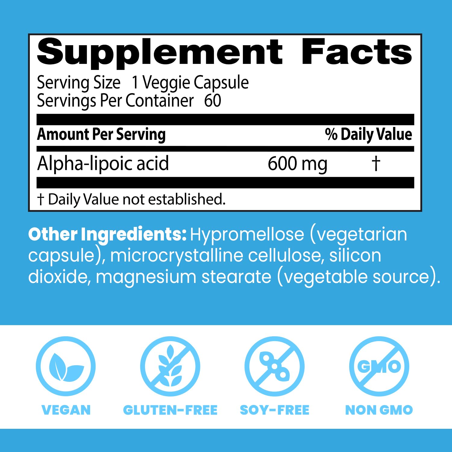 Side view of Doctors Best 60 veggie capsules bottle