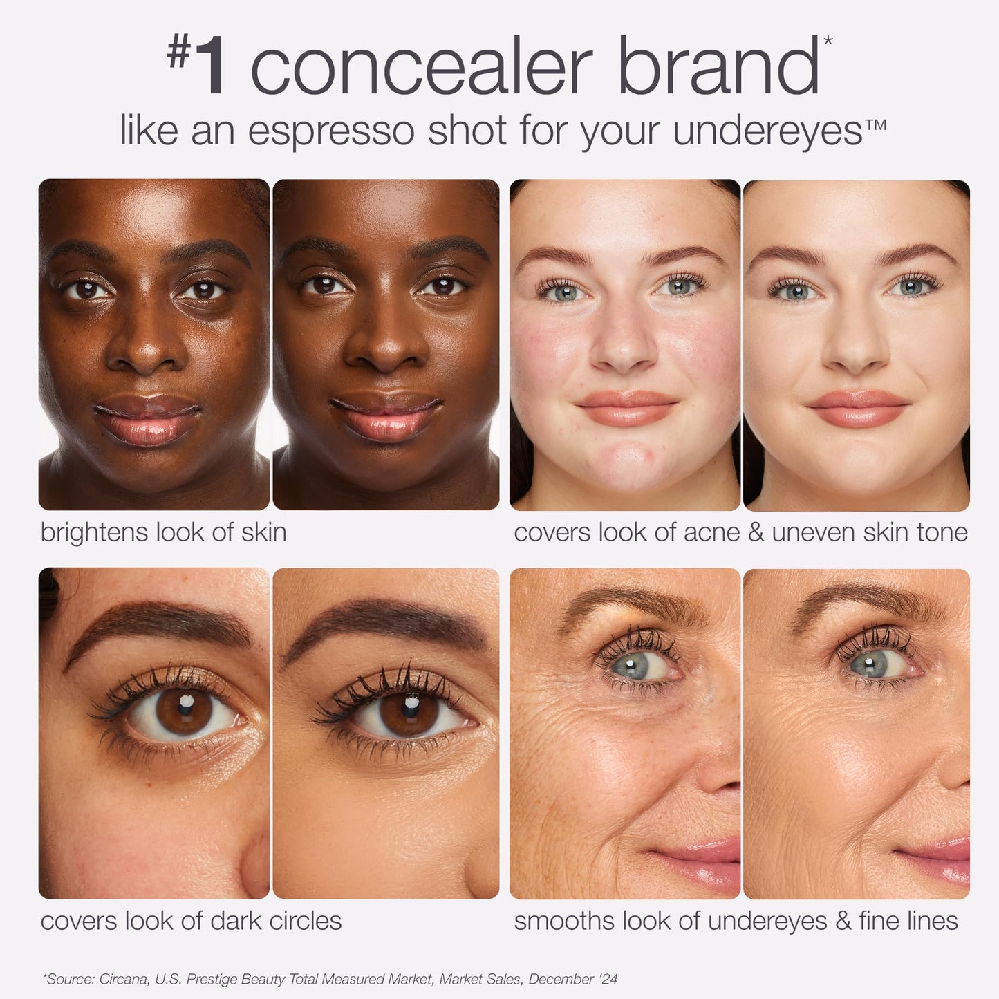 Tarte ultra creamy concealer swatches on diverse skin tones