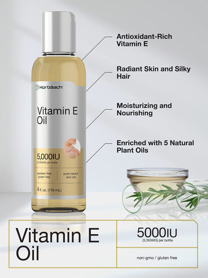 Horbaach Vitamin E oil 5000 IU label detail