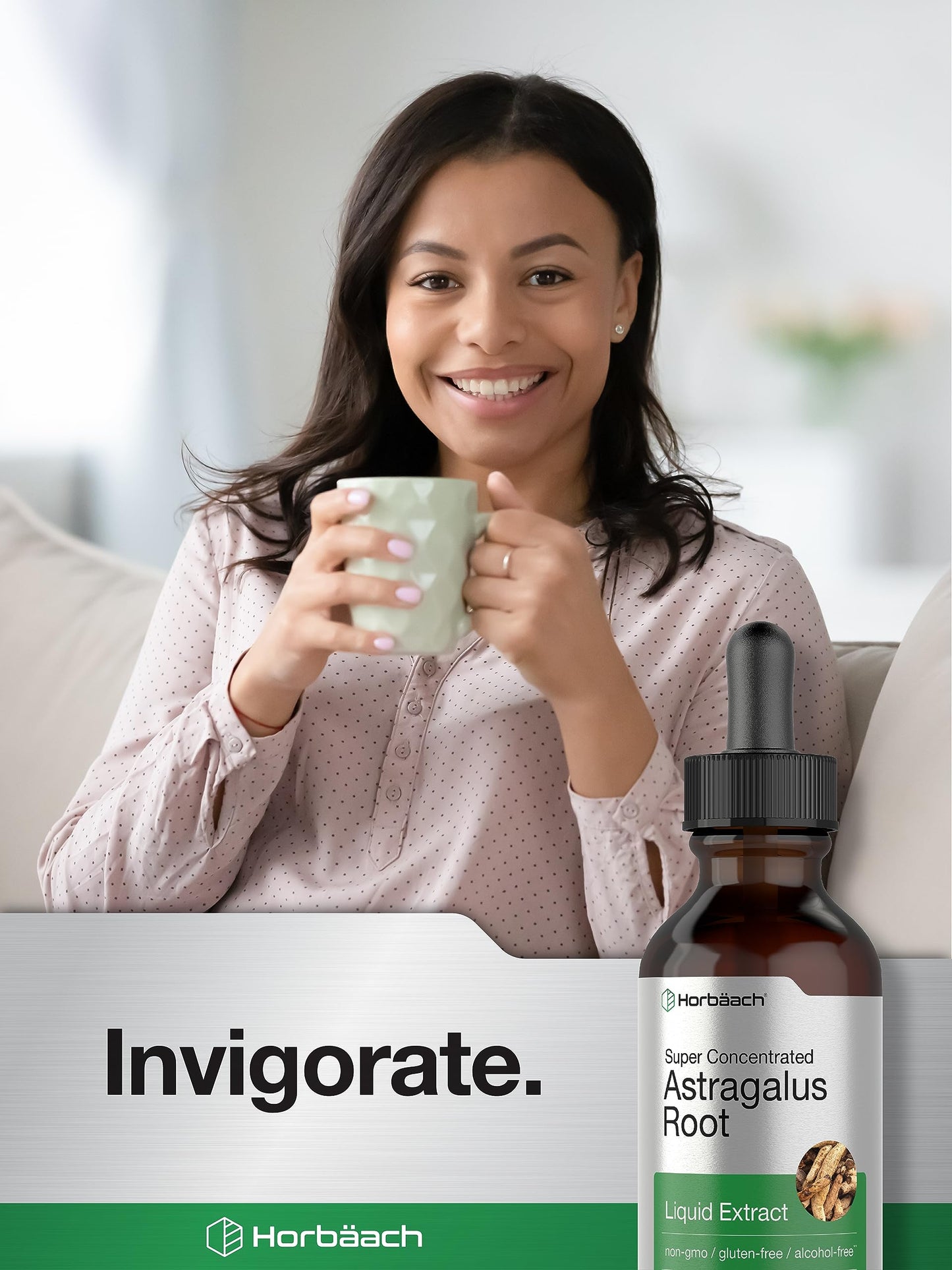 Gluten free astragalus membranaceus root extract fluid supplement bottle.