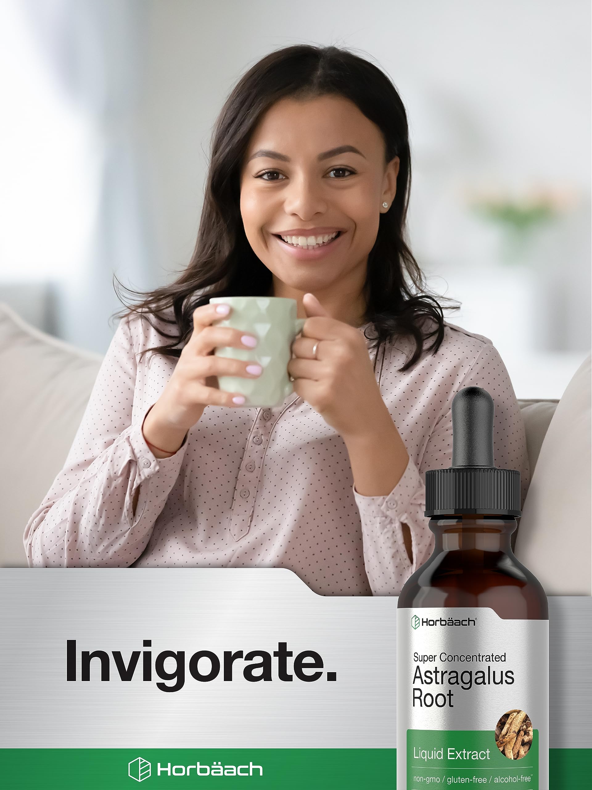 Gluten free astragalus membranaceus root extract fluid supplement bottle.