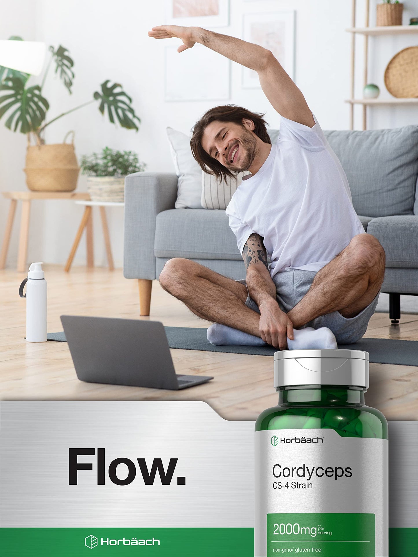 Horbaach cordyceps mushroom daily vitality and endurance support capsules packaging