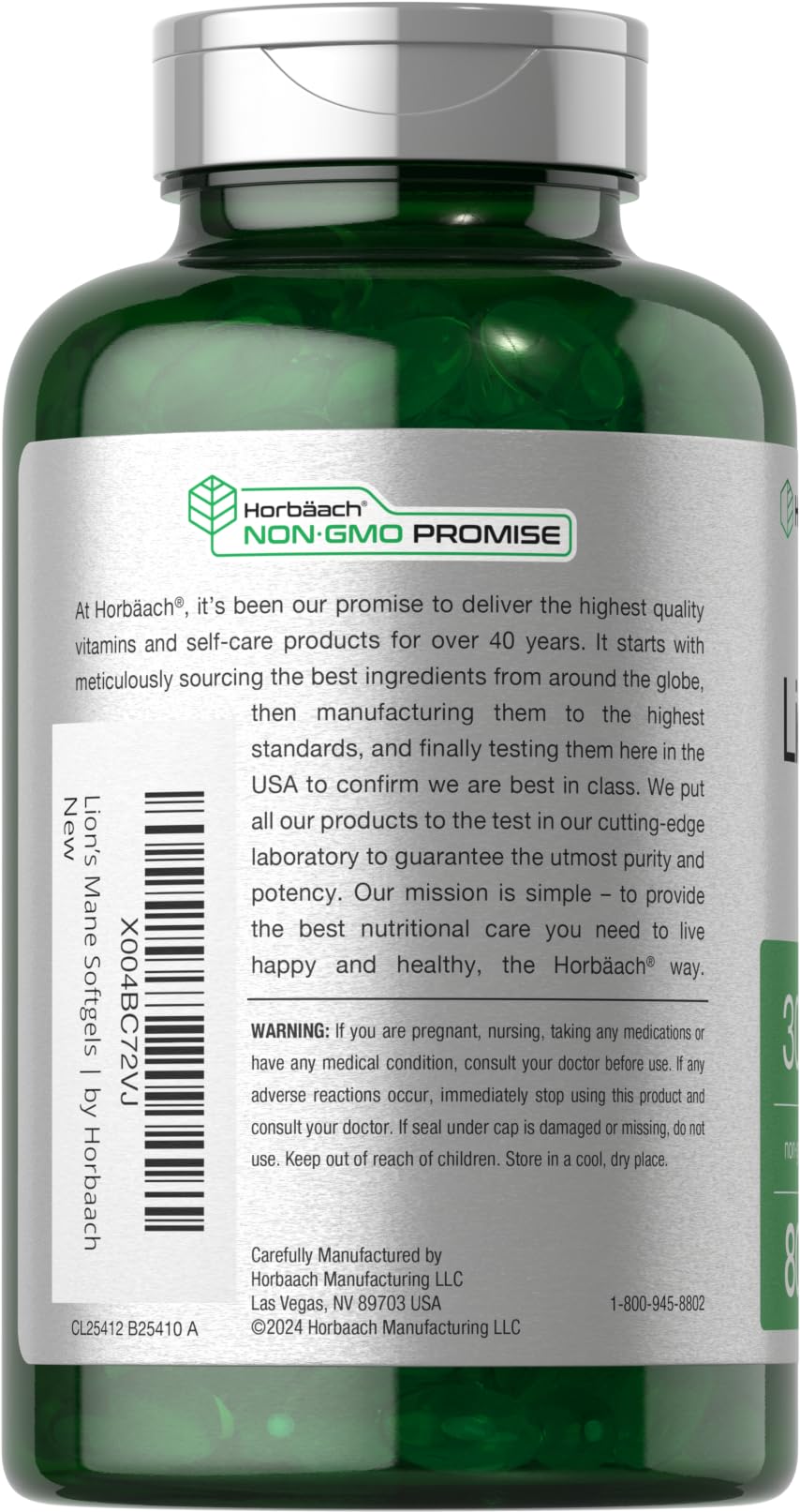 HorbÃ¤ach brain health supplement bottle showing 80 absorbable softgels count