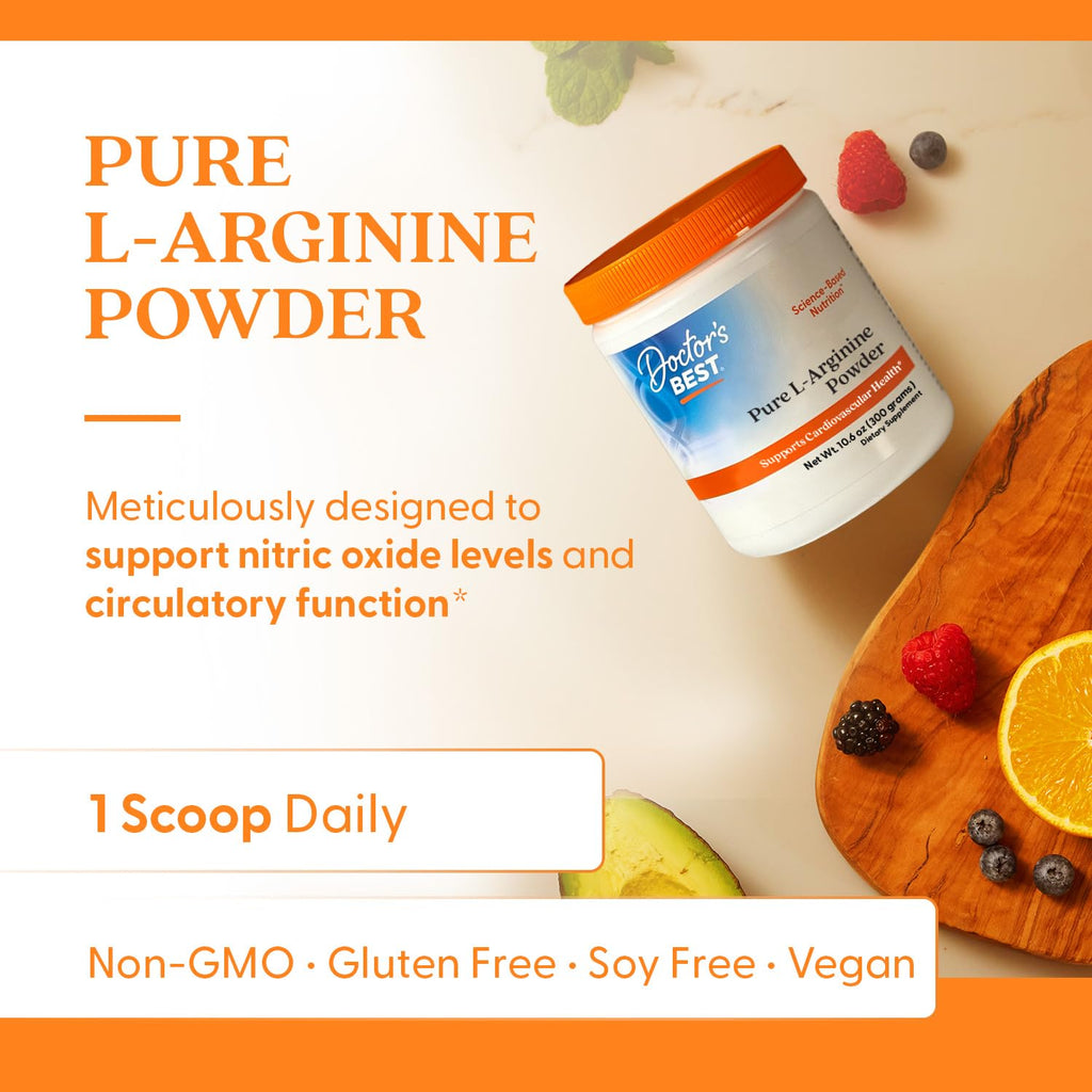 Doctor's Best L-Arginine Powder side profile bottle