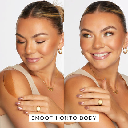 Hydrating vegan squalane bronzing drops bottle showing ingredients list