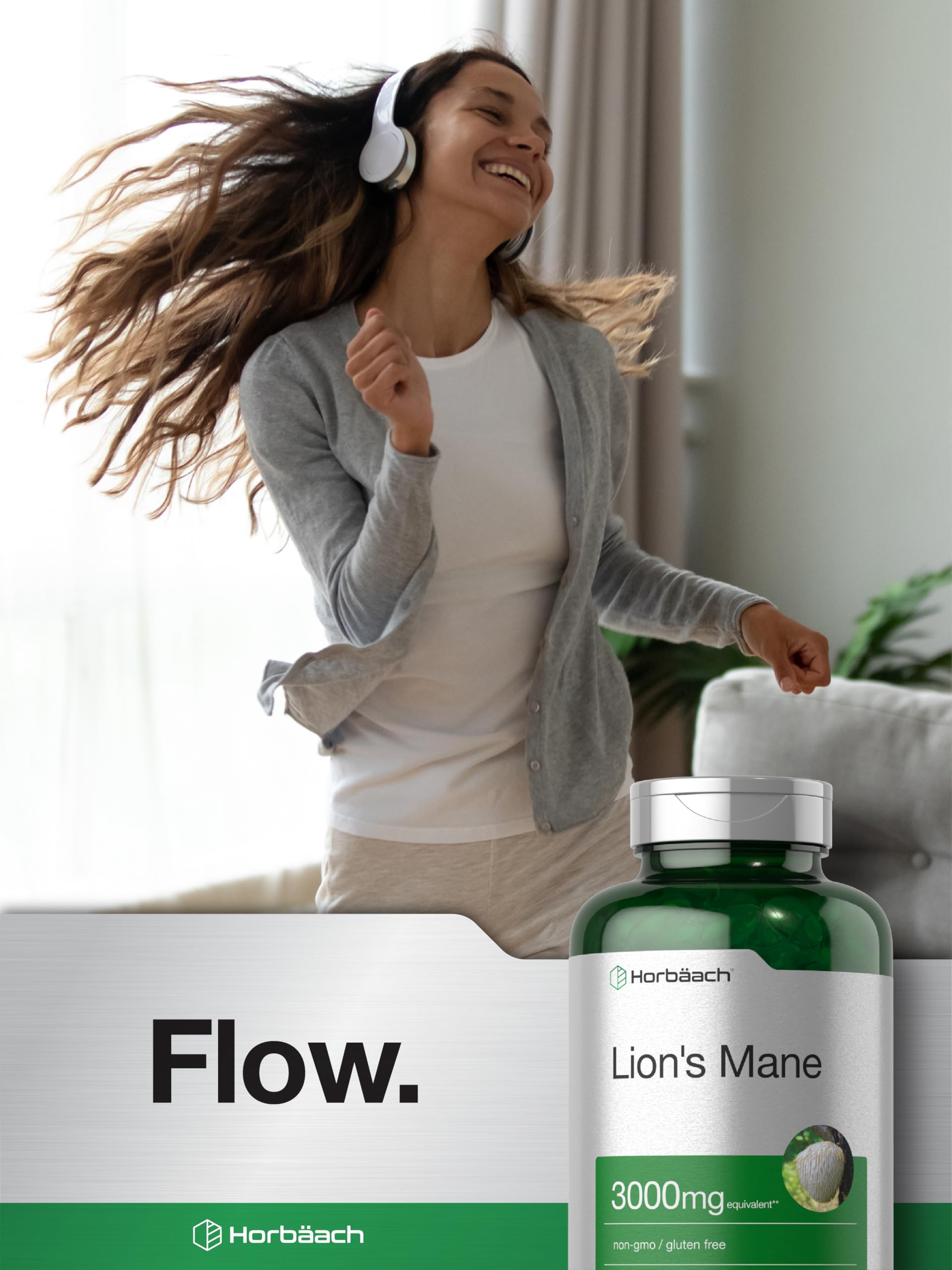 Quick release softgels of HorbÃ¤ach Lions Mane for premium mental clarity