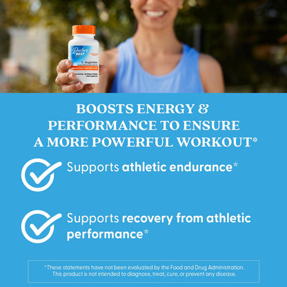 Doctor's Best dual action immediate and sustained release L Arginine directions and warnings label