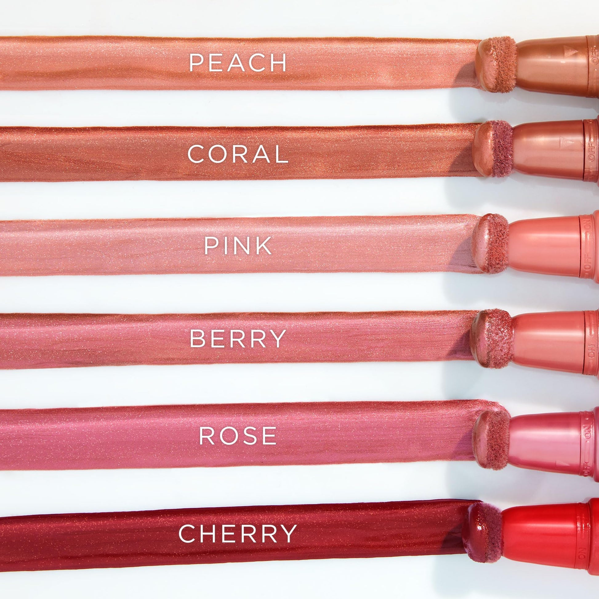 Peach shade liquid blush texture swatch on light skin tone.