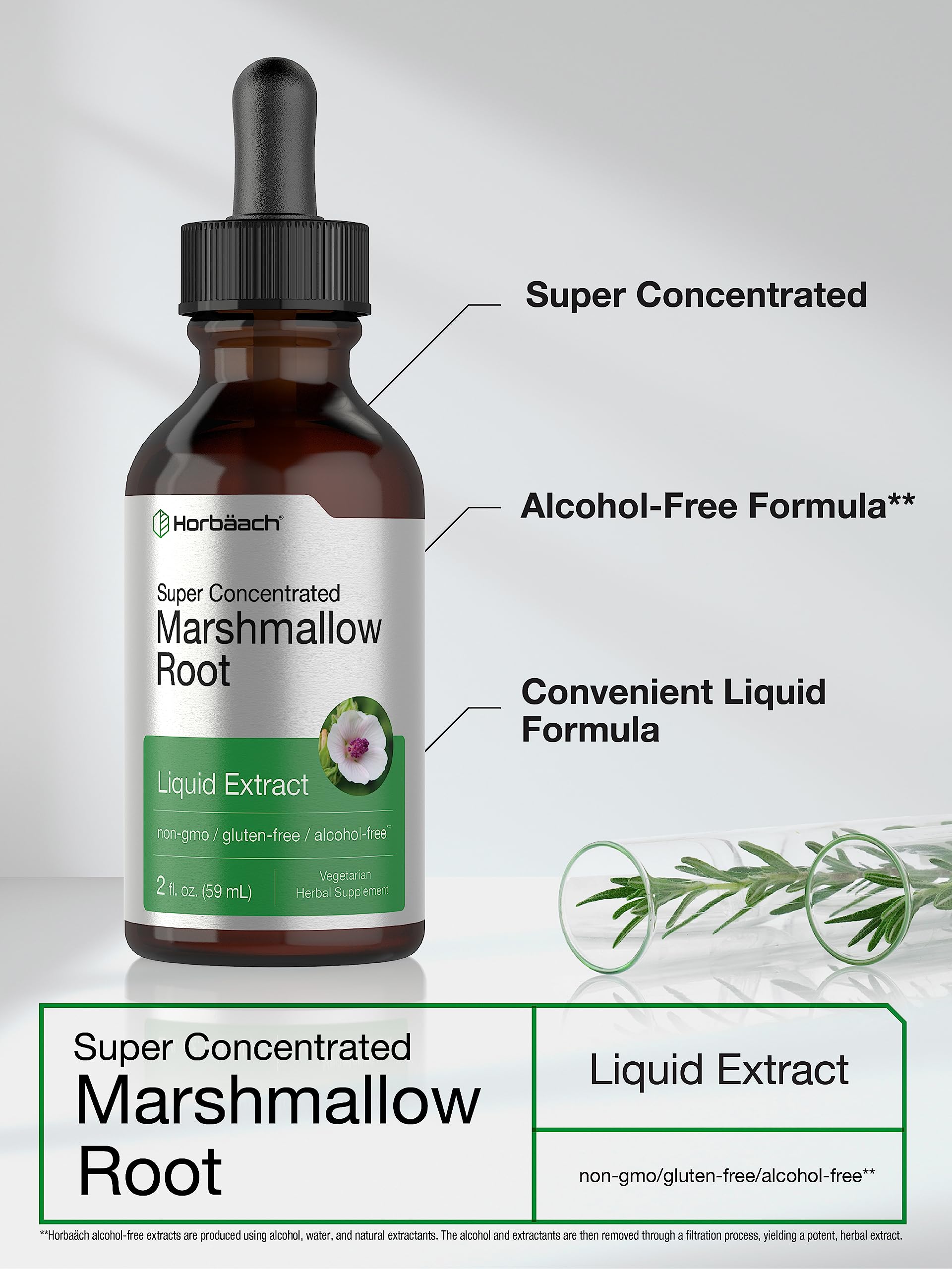 Side view of Horbaach Marshmallow Root herbal supplement bottle