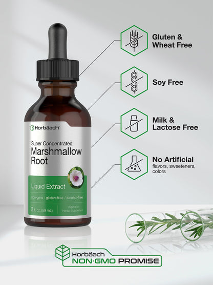 Close up label details of Horbaach Marshmallow Root extract