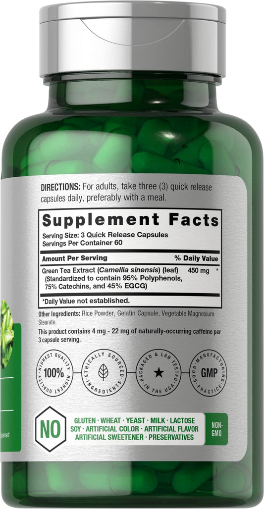 HorbÃ¤ach Green Tea Extract supplement facts and ingredient panel