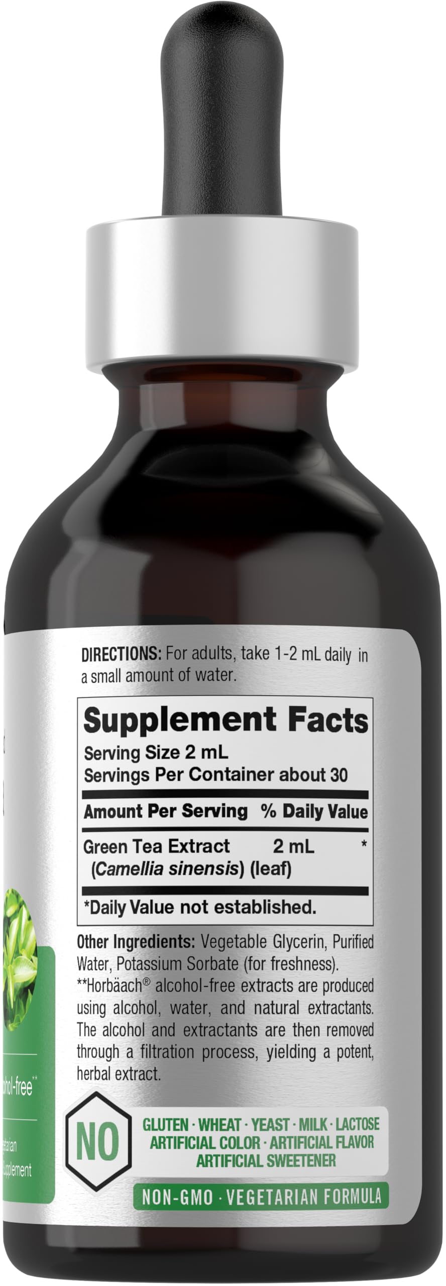 Horbaach Green Tea liquid tincture supplement label detail