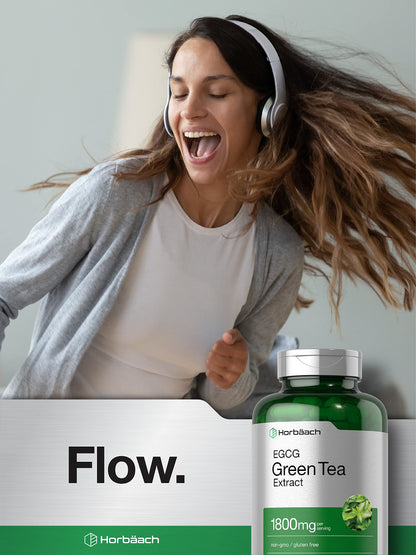 Horbaach Green Tea Extract bottle close up of premium quality ingredients