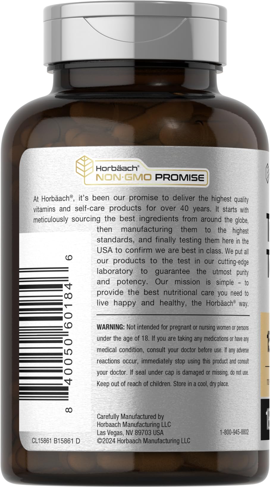 Horbaach Tribulus Terrestris non-GMO and gluten free certification badges