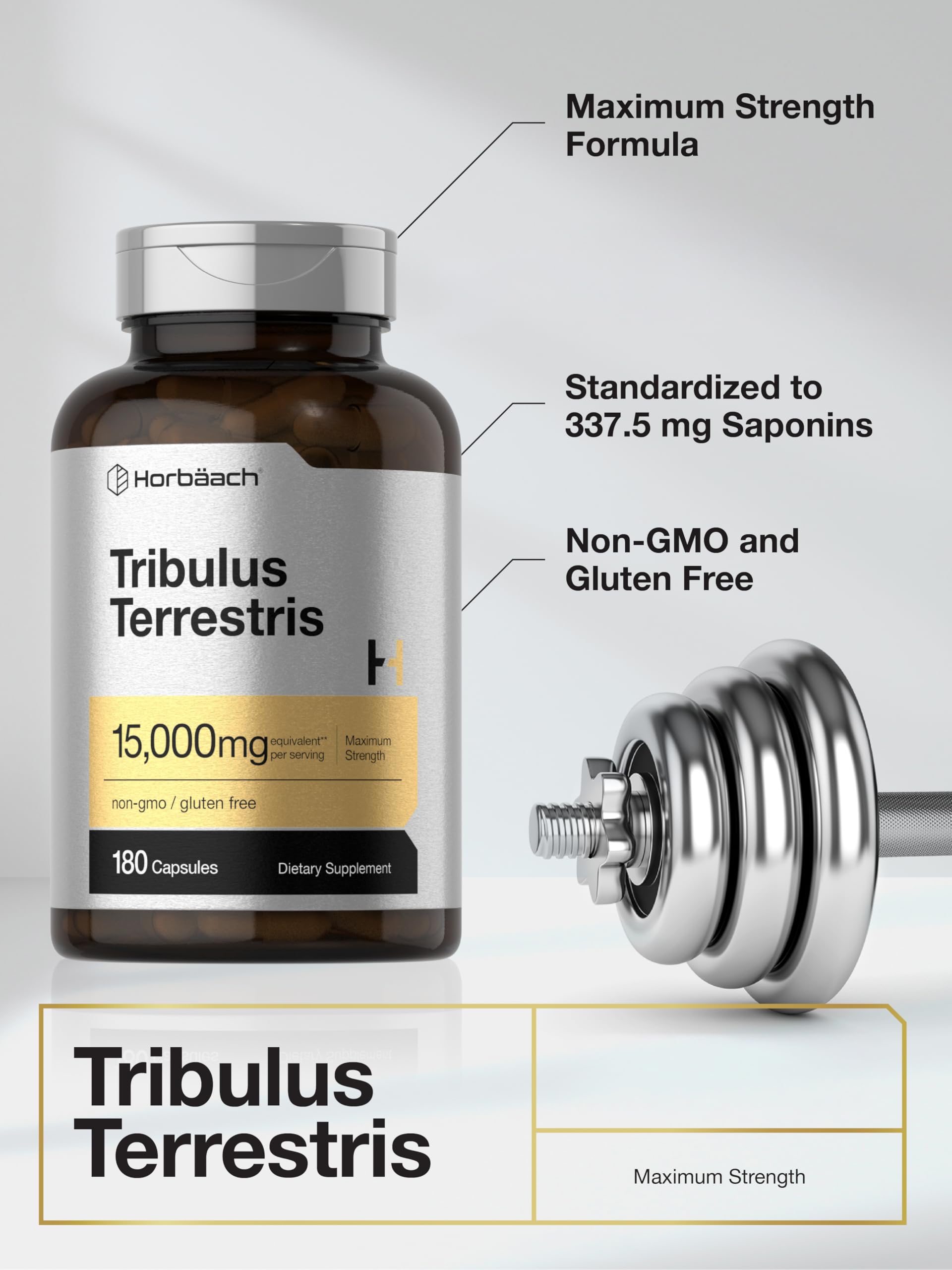 Horbaach Tribulus Terrestris quick release capsules side packaging details