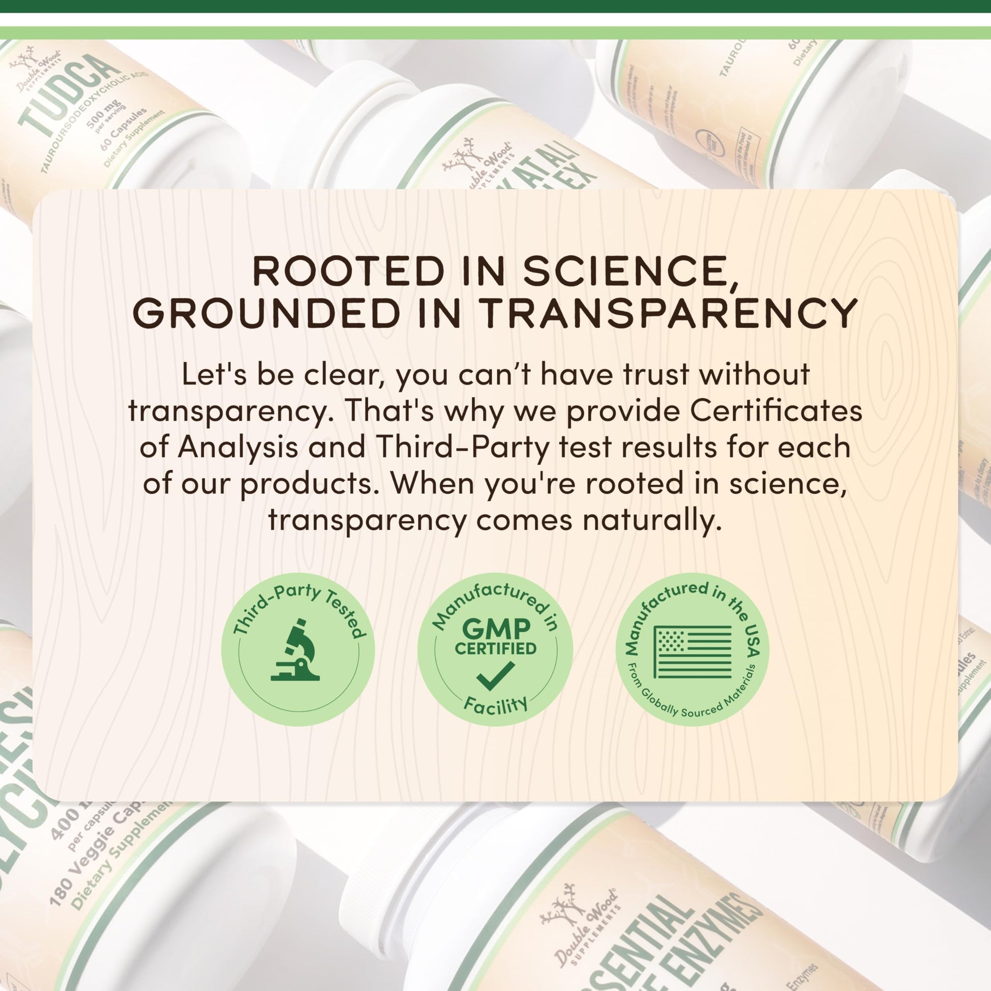 Natural appetite regulator and gut wellness formula bottle back view.