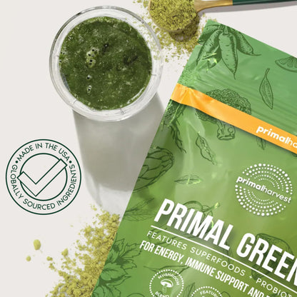 Primal Harvest Super Greens dietary supplement professional product shot