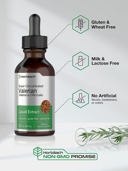 HorbÃ¤ach herbal liquid drops packaging displaying clear dosage instructions for adult use.