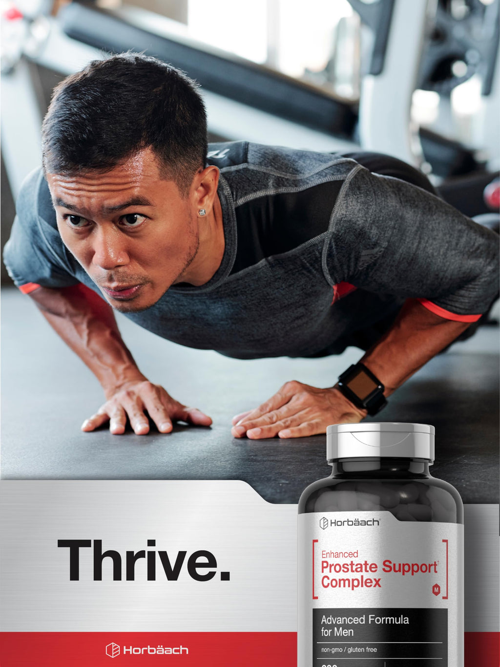 Nutritional information panel on the Horbaach prostate care product showcasing the maximum support herbal blend.