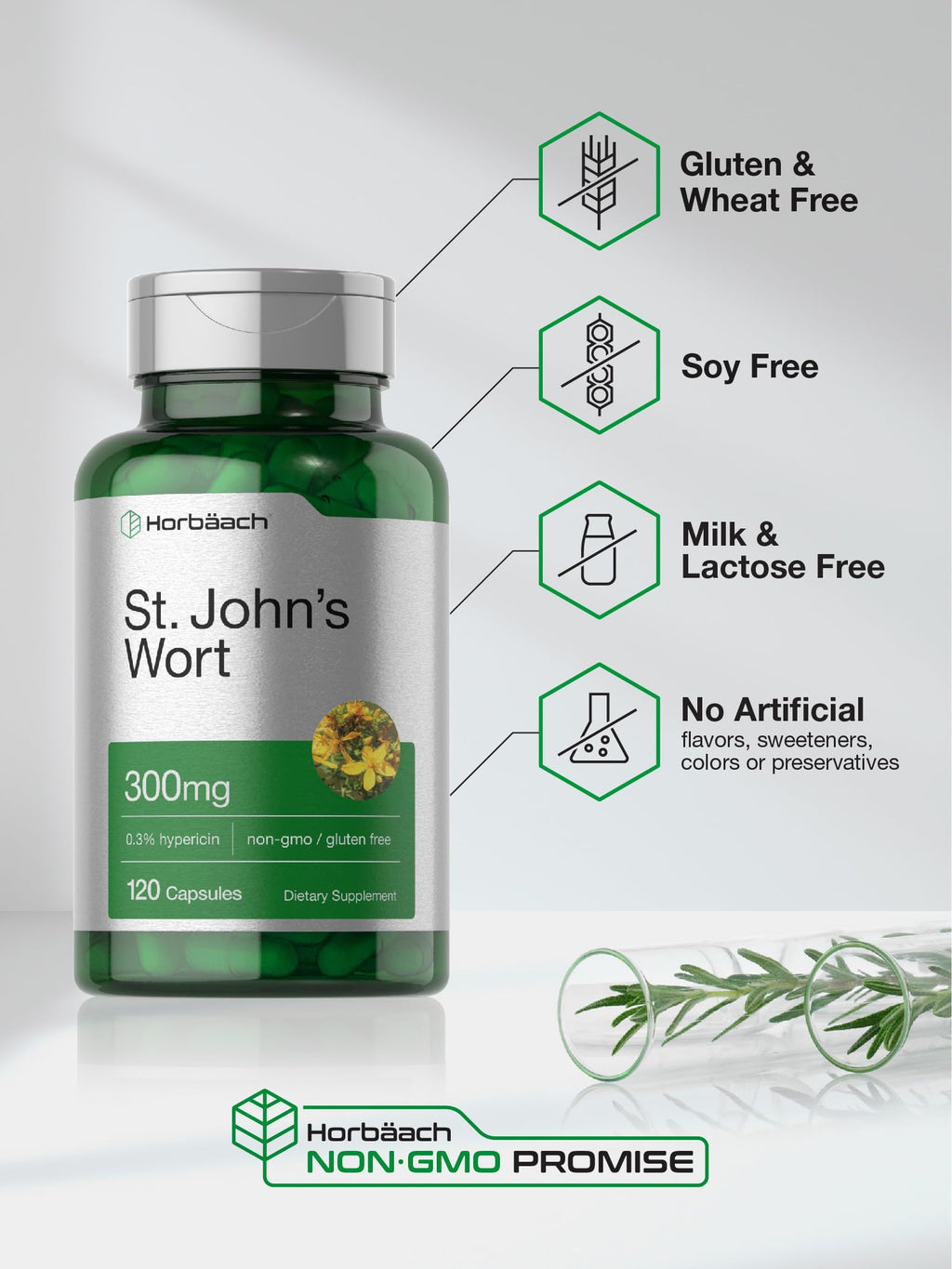 HorbÃ¤ach imported USA health supplement capsules ingredients list close up