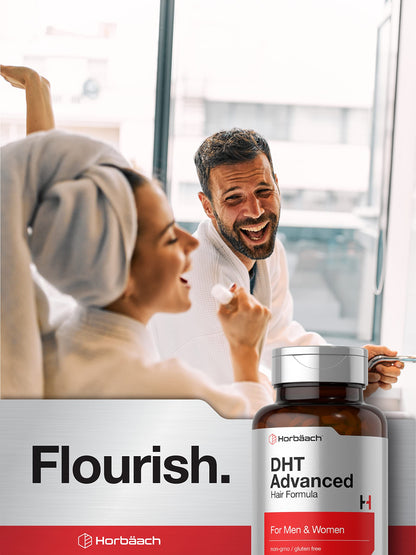 Horbaach non-GMO gluten free hair support tablets on clean background