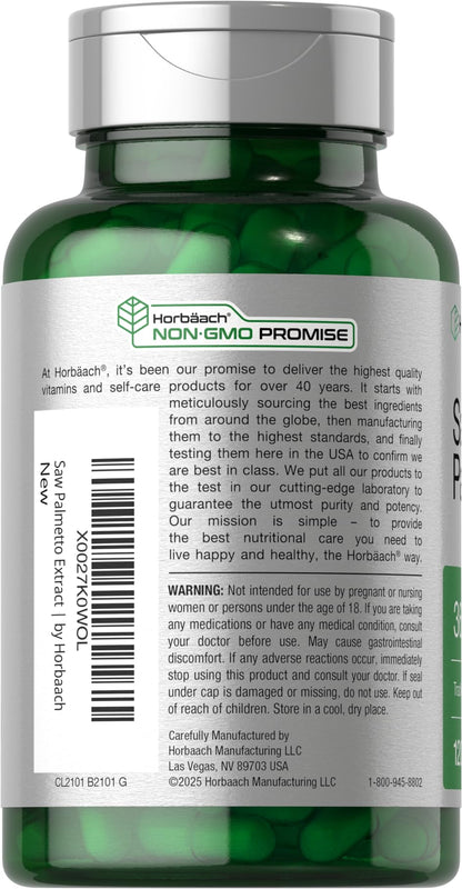 HorbÃ¤ach Saw Palmetto full spectrum berry complex quick release capsules detailed view
