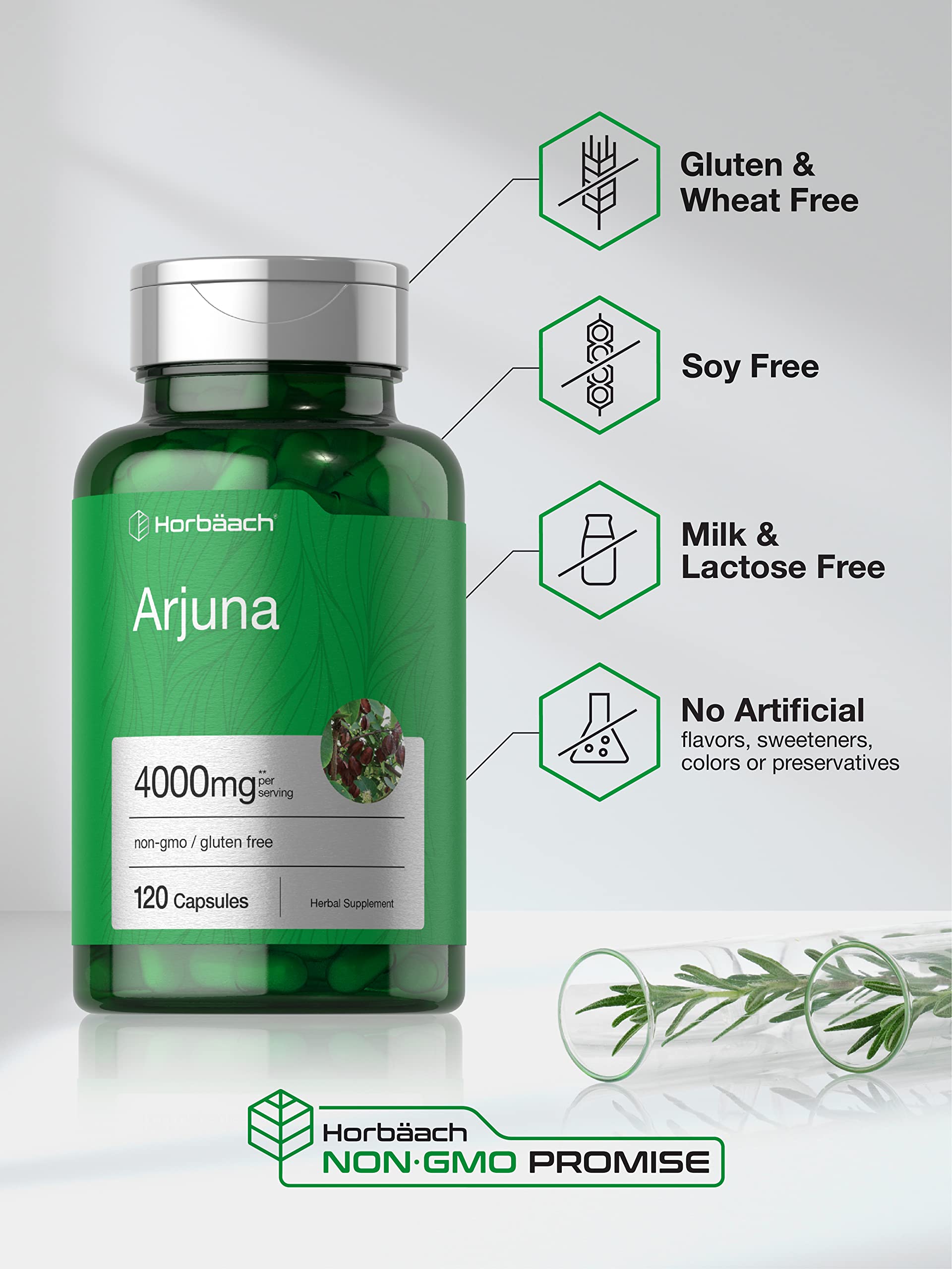 Horbaach Terminalia arjuna bark extract quick release capsules directions and safety label