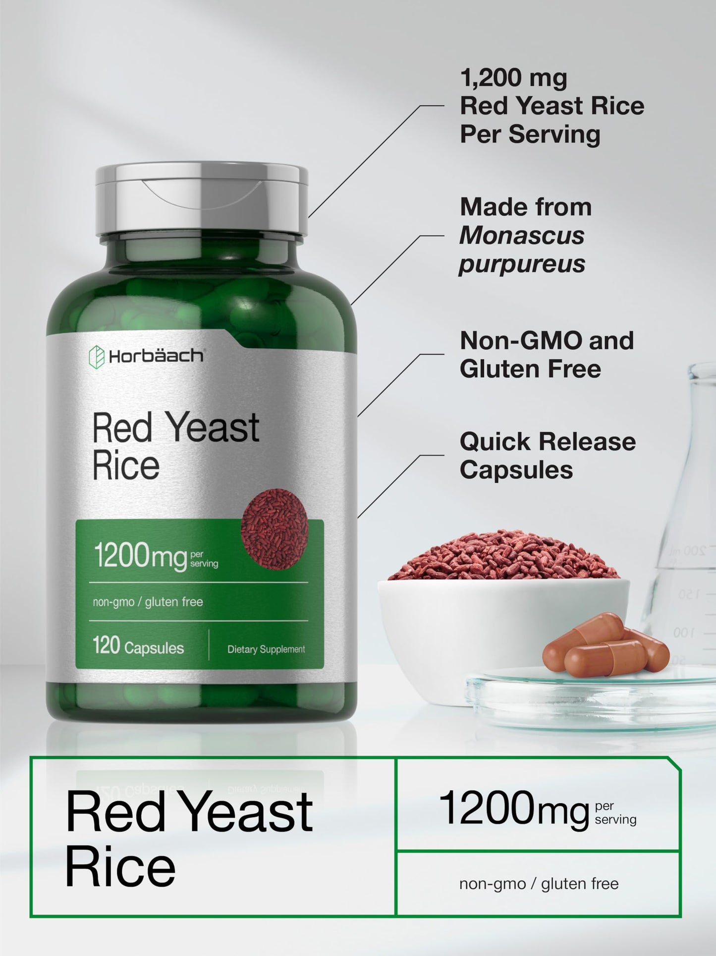 HorbÃ¤ach Red Yeast Rice 1200 mg packaging side view