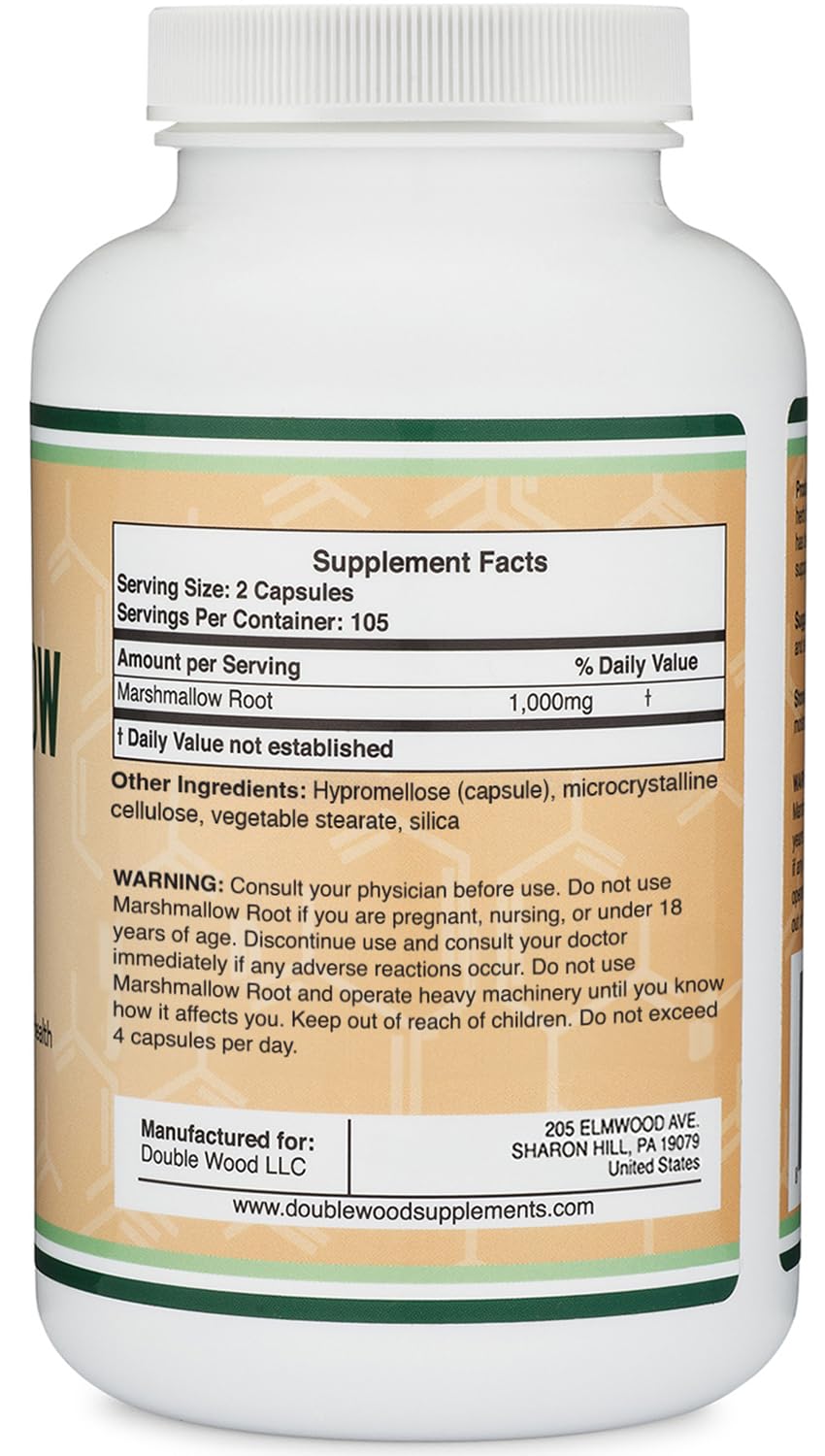Double Wood Supplements natural marshmallow root herbal capsules