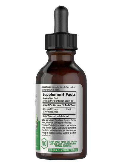 Super strength alcohol free olive leaf extract tincture by HorbÃ¤ach for immune and cardiovascular support.