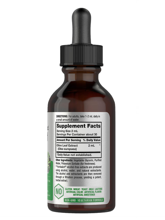 Super strength alcohol free olive leaf extract tincture by HorbÃ¤ach for immune and cardiovascular support.