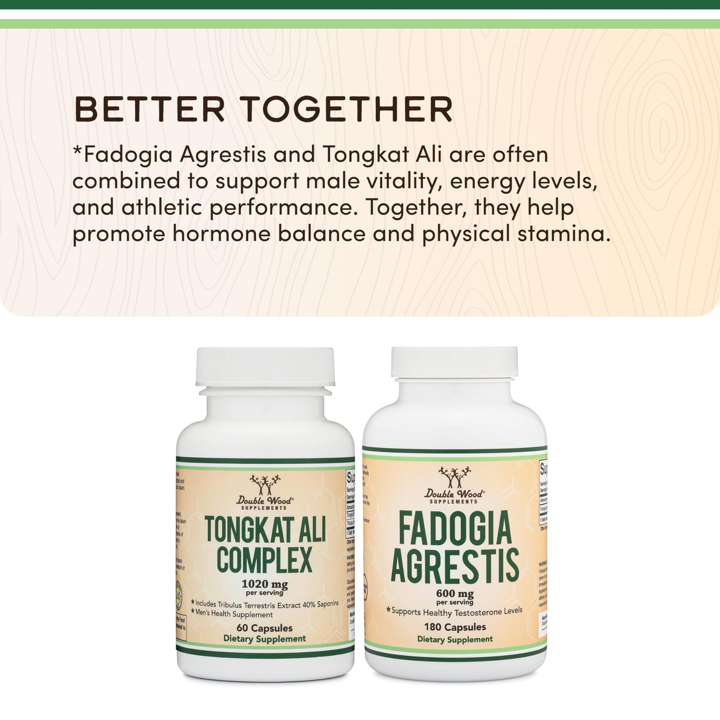 Double Wood Tongkat Ali supplement bottle side view