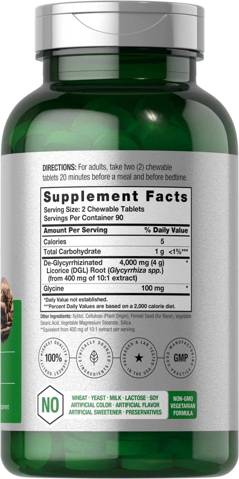 Horbäach DGL Licorice 4000mg supplement bottle label