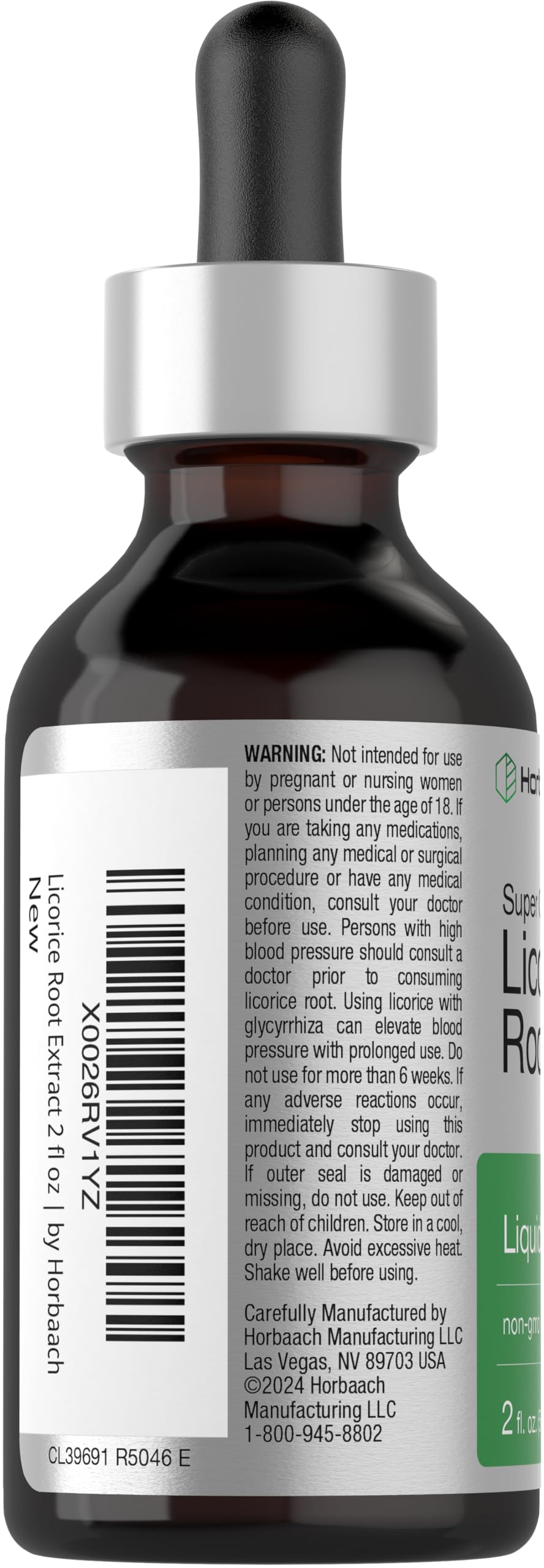 Horbaach alcohol free licorice root tincture bottle