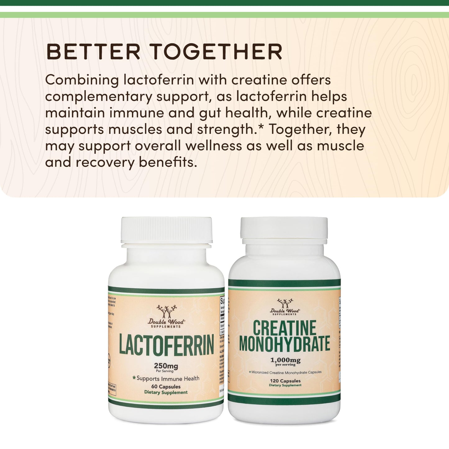 Double Wood Supplements Lactoferrin premium immune system booster capsule count