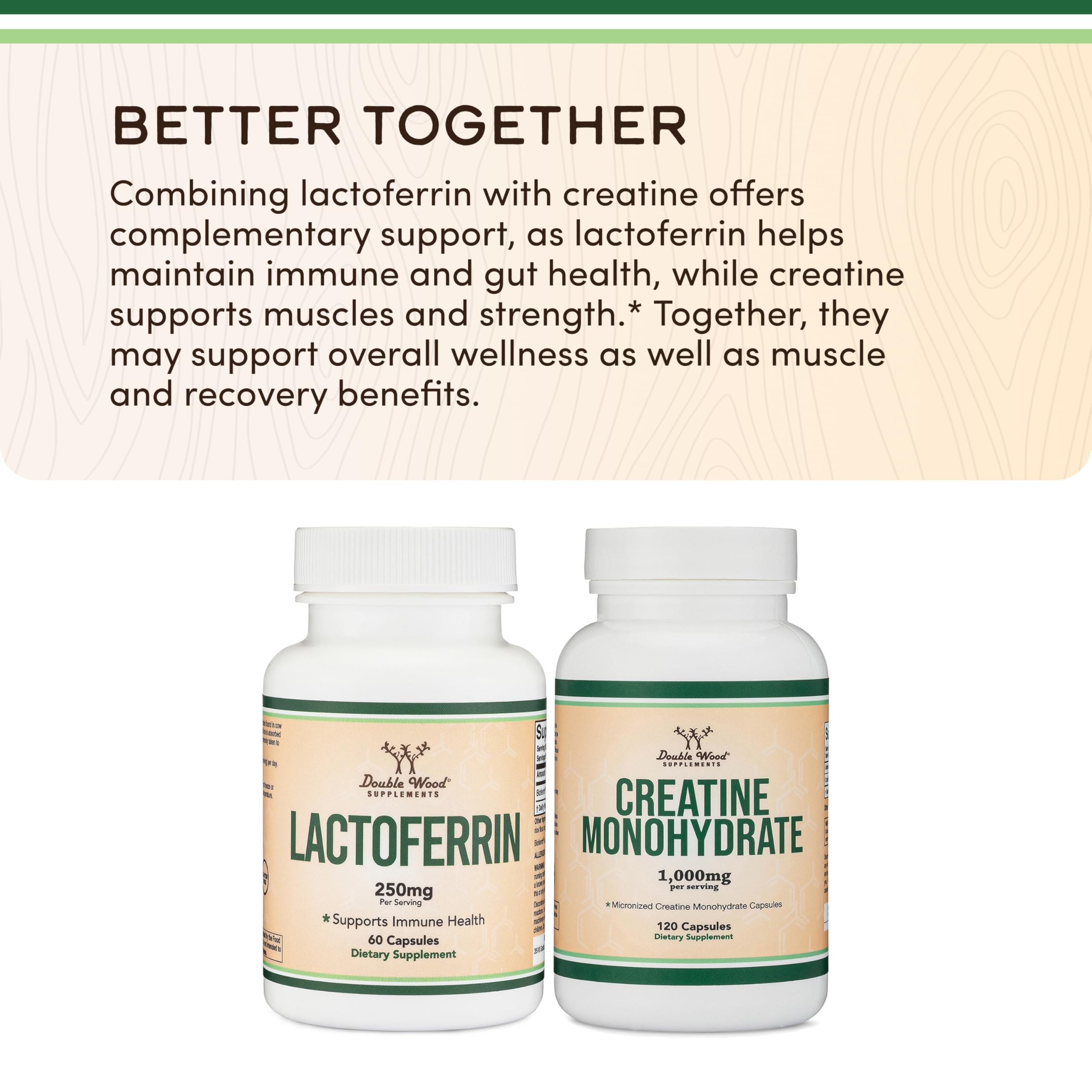 Double Wood Supplements Lactoferrin premium immune system booster capsule count