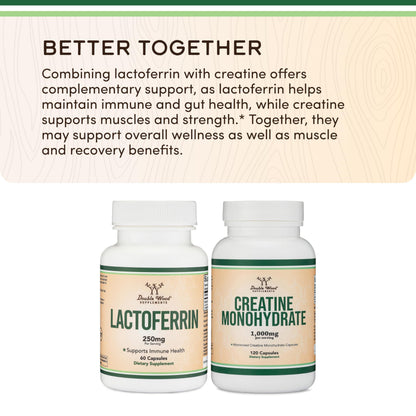 Double Wood Supplements Lactoferrin premium immune system booster capsule count